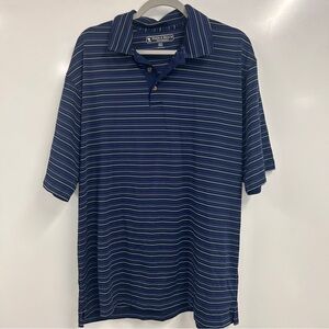 0287 Pebble Beach Performance Navy Striped Polo Shirt